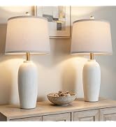 luxeflow 26 Inch Farmhouse Ceramic Jar Table Lamps Set of 2, Bedside Lamps | Linen shades, Design...