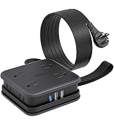 NTONPOWER Flat Extension Cord 8 Widely Outlets, Black Flat Plug Power Strip with 3 USB Ports(1 US...
