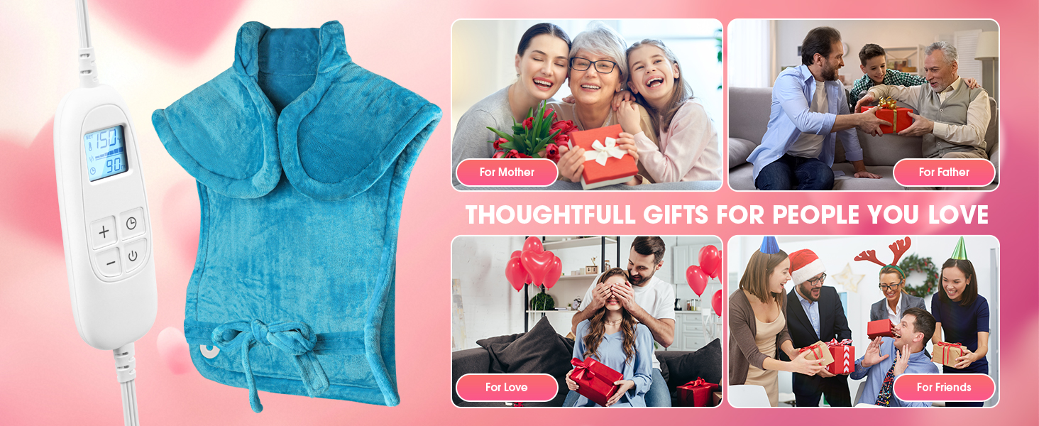 FluffyWarmth heating pad for neck and shoulders and back birthday gifts for women men mom dad
