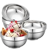 Offiper Stainless Steel Bowls, 4 Pack 4.5in 12.8oz 380ml Mini Small SUS304 Double Wall Insulated ...
