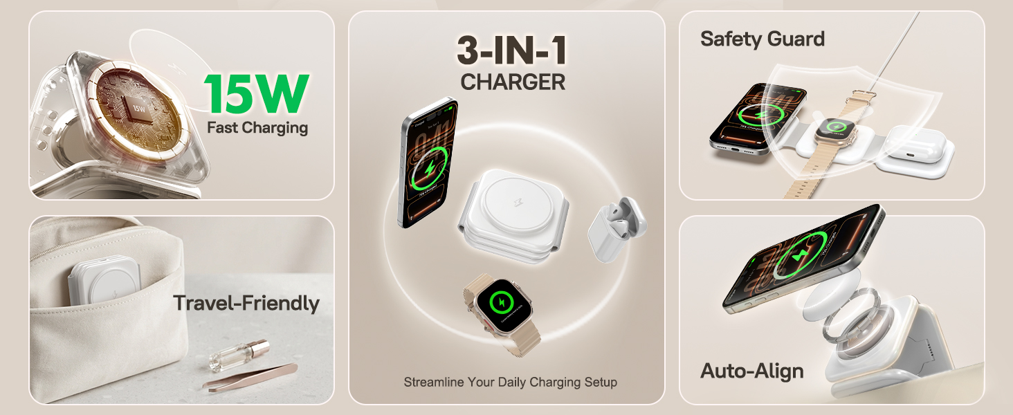 3in 1 travel charging station iphone 17 pro