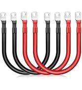 Linkstyle 4PCS 1/0 AWG Battery Cables, 30CM/12inch 0 Gauge Battery Power Inverter Cables Set, wit...