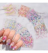 30 Sheets Flower Nail Stickers for Nail Art Colorful 3D Self Adhesive Daisy Nail Decals Spring Su...