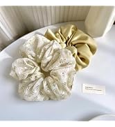TUCEWP 2Pcs Satin Scrunchies for Women Girls Fashion Hair Ropes for Long Thick Hair Large Soft Ha...