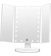 FASCINATE Trifold Vanity Mirror with Lights, Lighted Makeup Mirror 2X/3X Magnification, 21 LED To...