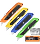 HORUSDY 4-Pack Box Cutter Utility Knife, Heavy Duty Aluminum Shell Retractable Box Cutter for Car...