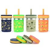 Sursip Stainless Steel Toddler Cups with Straws and Lids, Spill Resistant Sippy Cup Kids Tumbler ...