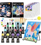 Nicpro 34PCS Kids Painting Set with Pattern Canvas, Art Painting Supplies Kit with 12 Acrylic Pai...