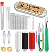 42 PCS Big Eye Steel Sewing Needles Kit, 6 Size Steel Needles for Hand Sewing, Needle and Thread ...
