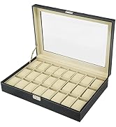 MYFULLY Watch Case 24 Slot Leather Watch Box Case/Jewelry Box/Watch Jewelry Display Storage Wrist...