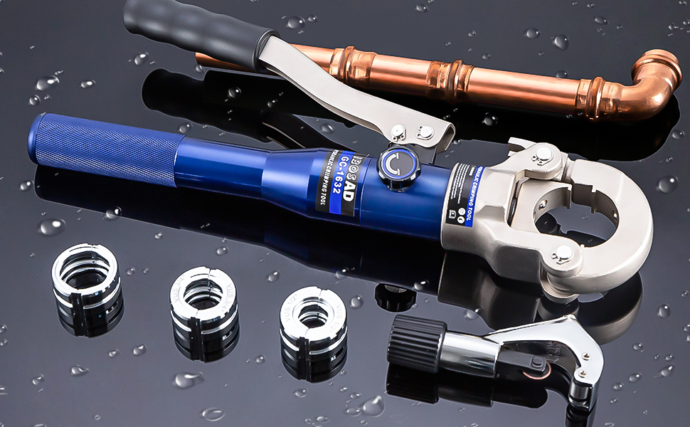 Hydraulic Copper Pipe Crimping Tool with 1/2",3/4" and 1"