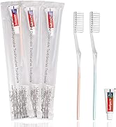 HQSLsund 200 Pack Travel Toothbrushes with Toothpaste, Individually Wrapped Disposable Toothbrush...