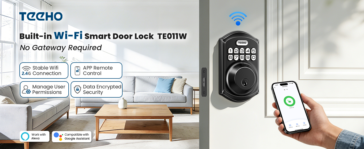 No gateway required Wifi smart door lock with stable wifi connection