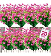 TURNMEON 20 Bundles Artificial Flowers for Outdoors Fake Plants Spring Decor, UV Resistant Artifi...