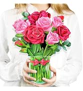 Airpark Pop Up Flower Cards, 3D Paper Flowers Bouquet Mothers Day Card 12’‘ with Blank Note and E...