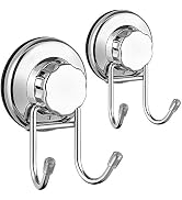 SANNO Double Suction Hooks Suction Cups Vacuum Hook for Flat Smooth Wall Surface Towel Robe Bathr...