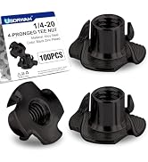 100PCS 1/4"-20 T Nuts for Wood, Carbon Steel 4-Prong Tee Nuts | Threaded inserts for wood panels,...