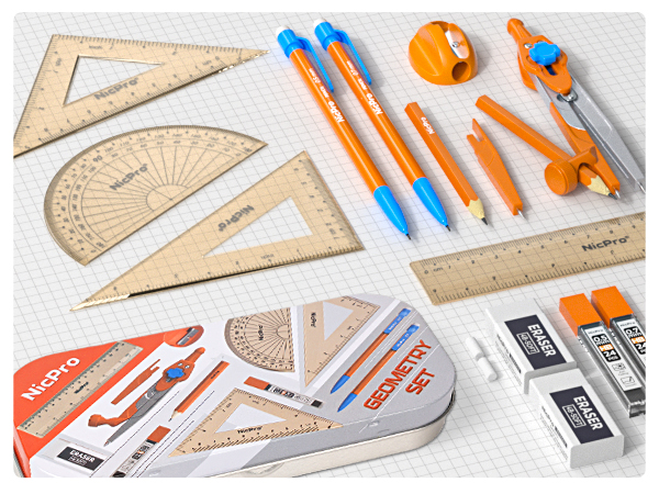 Nicpro 17 PCS Compass Geometry Set for Students