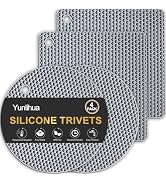 Yunlihua Silicone Trivet Mats, 4 Pack Hot Pads Pot Holders for Kitchen, Heat Resistant Non-Slip T...