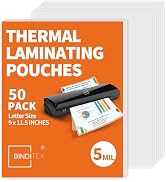 Binditek Laminating Sheets 5 Mil, Universal Fit for All Thermal Laminators, 50 Pack Thermal Lamin...