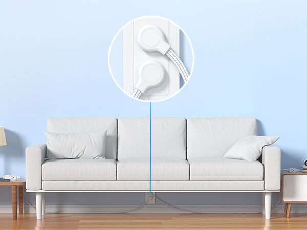 flat plug extension cord white