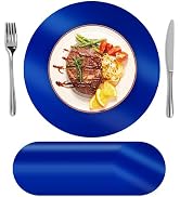 SHACOS 50Pcs Round Blue Placemats, 13" Paper Place Mats Disposable for Dining Table, Charger Plat...