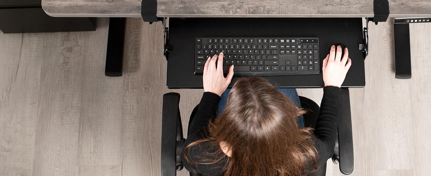 Clamp-on Keyboard Tray with Swinging Height Adjustment
