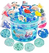 LAWOHO Sheep Clear Slime 300ml, Blue Slime Kit for Girls Ages 8-12 with 11 Packs Slime Add-Ins, S...