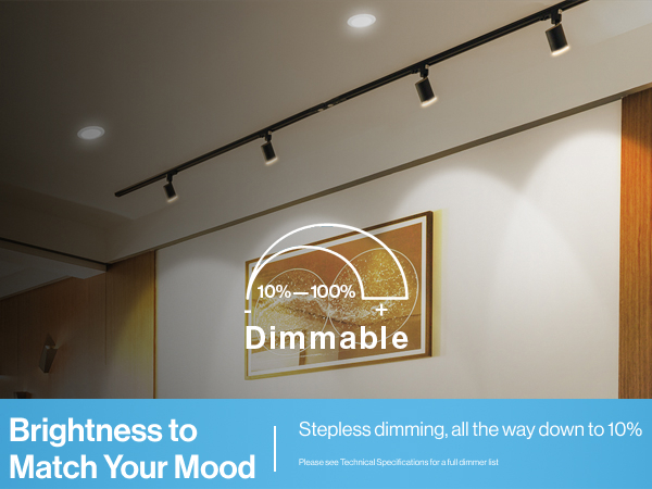 Brightness to match your mood, dim from 10% all the way to 100%