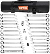 SORAKO Ratcheting Combination Wrench Set, 26-piece SAE Metric Ratchet Wrench Kit with Bit&Socket ...