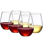 Amazing Abby - Cynthia - 20-Ounce Unbreakable Tritan Wine Glasses (Set of 6), Plastic Stemless Wi...