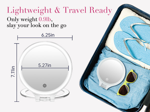 lighteweight and travel ready,travel makeup mirror