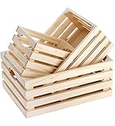 ZENFUN 3 Pack Wooden Nesting Crates with Handles, Decorative Hand Crafted Wood Box Nesting Crate ...