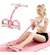 8-Tubes Pedal Resistance Band with Handle, Multifunction Exercise Rope for Working Out, Foot Peda...