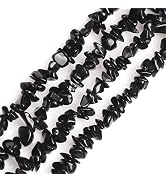 HAAMIIQII 5-8mm Natural Black Agate Chips Beads Irregular Chip Stone Loose Gemstone Beads