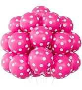 SULALABOO 62PCS Hot Pink Polka Dot Balloons 12 Inch Latex Helium Round Party Balloons Kit for Bir...