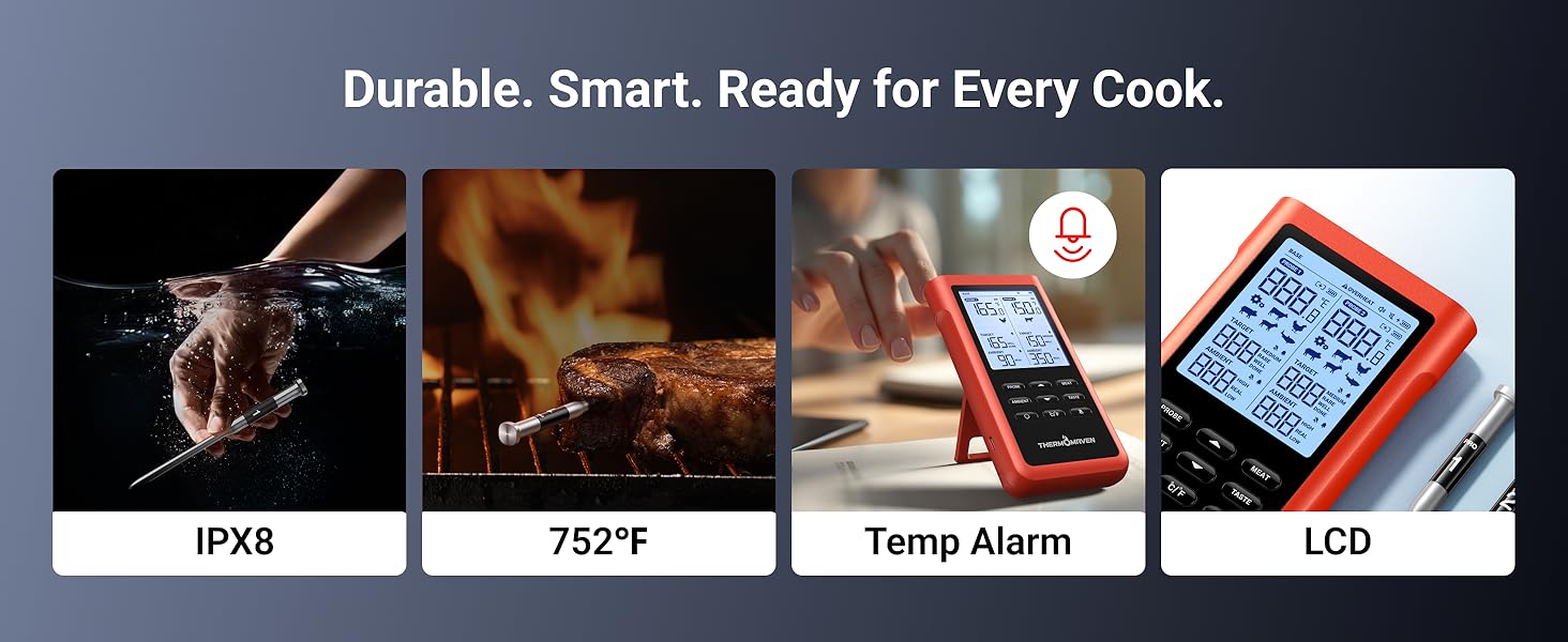 wireless temperature probe wireless thermometer for cooking bluetooth grill thermometer