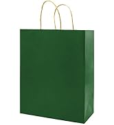 100 Pack 5.25x3.25x8 inch Small Green Kraft Paper Bags with Handles Bulk, Bagmad Gift Bags, Craft...