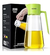 CCKO Olive Oil Dispenser Bottle 19oz Glass Oil Bottle for Kitchen Cooking,Auto Flip Drip Free Coo...