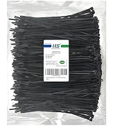 HS Durable Plastic Zip Ties 8 Inch (Bulk-1000 Pack) UV Rated Black Cable Ties 40 Lbs Self-Locking...