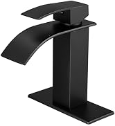 VOTON Black Bathroom Faucets Modern Waterfall Bathroom Sink Faucet Matte Black Single Handle Bath...