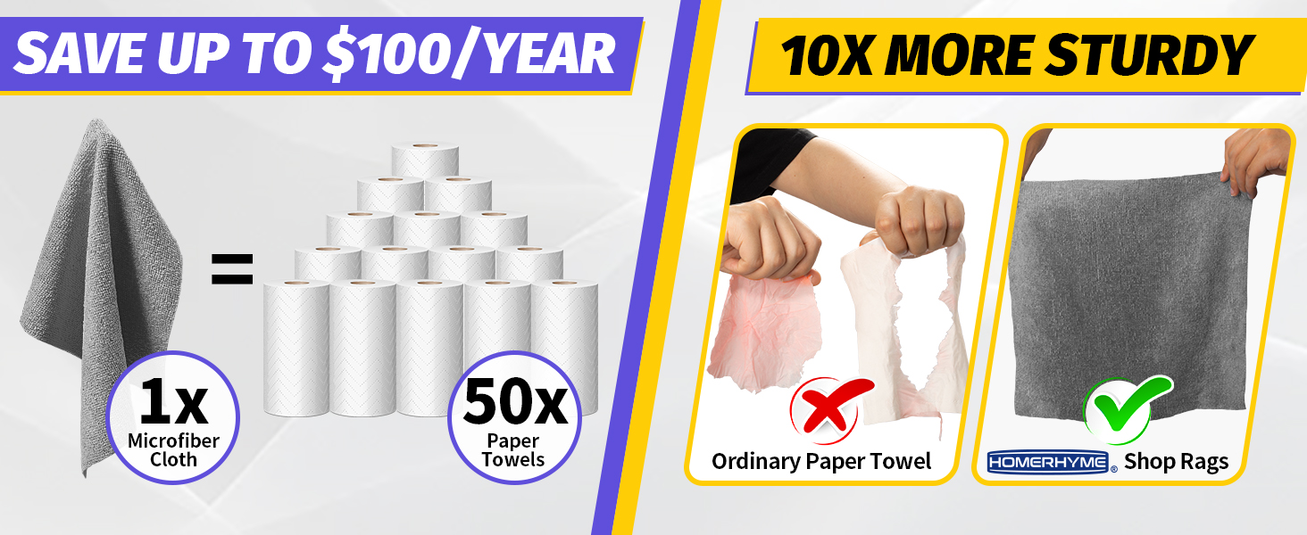 Commercial Grade Shop Rags Microfiber Towels for Cars Cleaning Rags