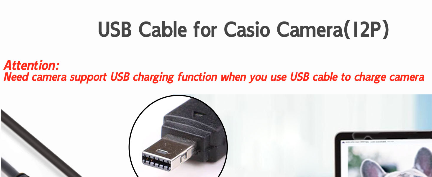 Cable for Casio Exilim CameraChargerEX-TR100 TR150 TR200 ZR20 ZR200 ZR300 ZR400 ZR1000 ZR1200 ZR1500