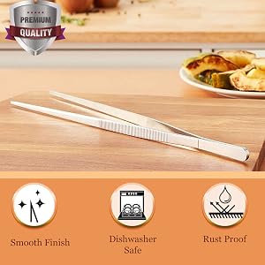 Premium Quality Stainless Steel Food Presenting Garnishing Decorating Plating Tweezer Tongs BBQ Tong