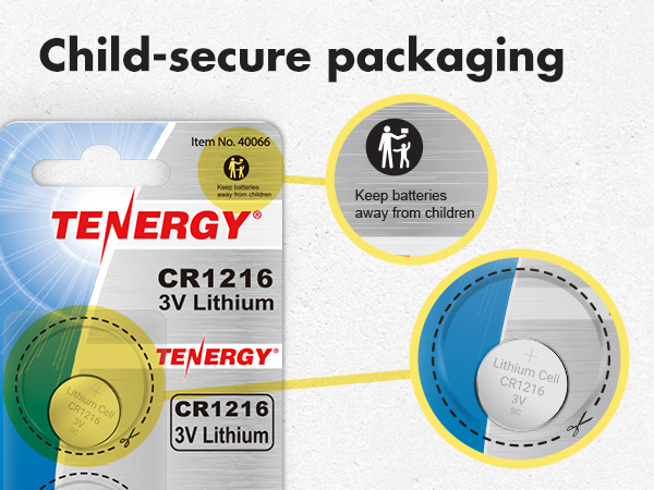 Keep batteries away from children, child-secure packaging