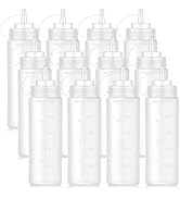Bekith 12 pack 16 Oz Wide Mouth Plastic Squeeze Condiment Bottles with Twist On Cap Lids and Disc...