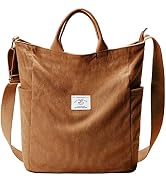 KALIDI Corduroy Tote Bag, Large Messenger Bag Shoulder Hobo Anti Splash Crossbody Zipper Bag Casu...