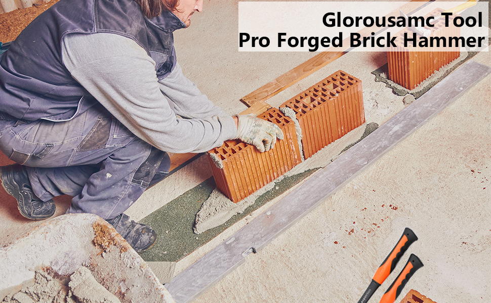 forged brick hammer Rock Pick Hammer Bricklayer's/Mason's Hammer Construction Shock Reduction Grip