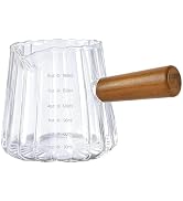 LUCKTE Glass Measuring Cup With Wood Handle 6 oz,Espresso Accessories,Espresso Shot Cup with V-Sh...