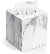 Square Tissue Box Cover, Marble Modern Facial Paper Holder - Acrylic Tissue Holder Accessories fo...